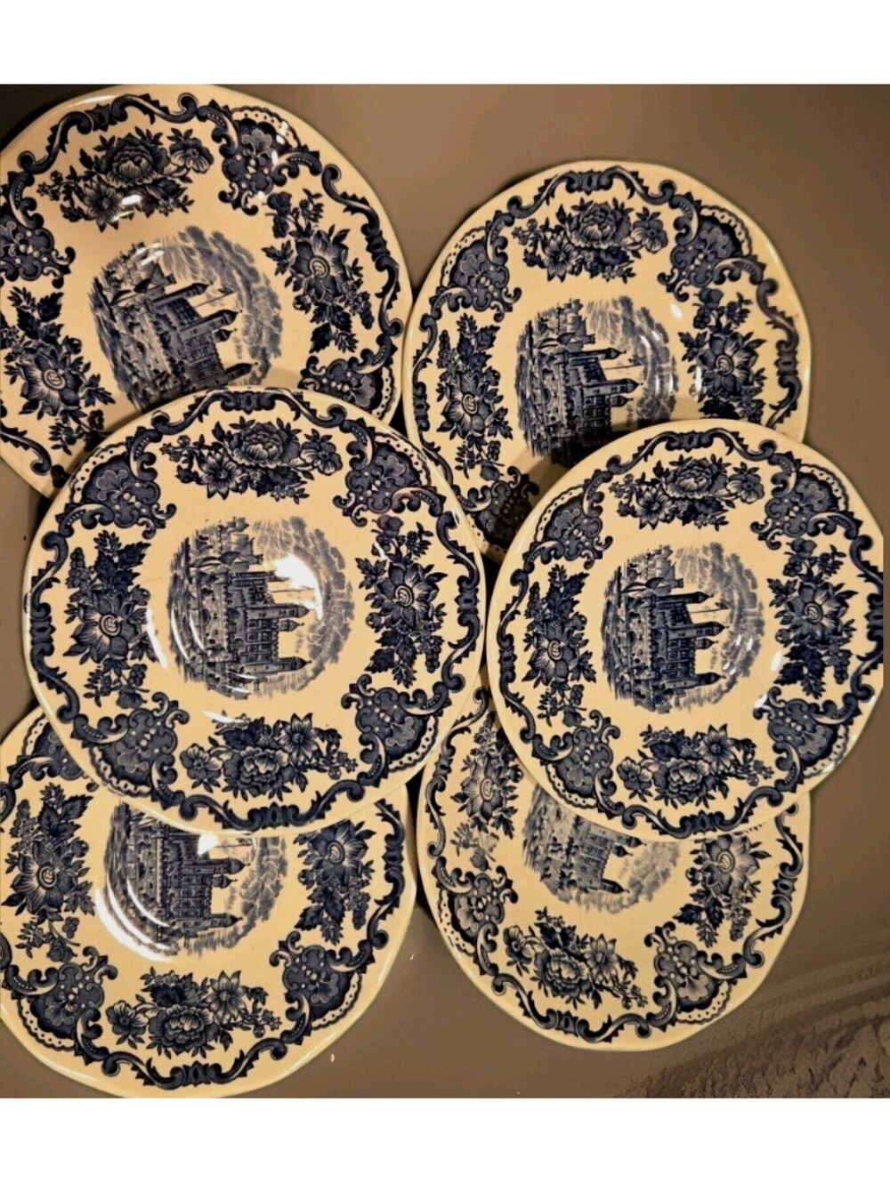 6 Royal "Homes of Britain" Enoch Wedgewood Tunstall, LTD 6" Saucer Blue & White